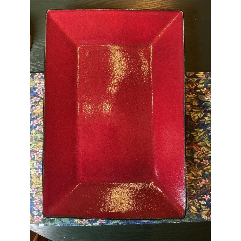 Z Gallerie 17" x 11.5" Red Rectangular‎ Stoneware Platter